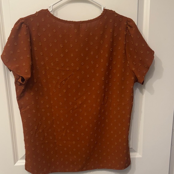 SHEIN Rust V-Neck Blouse - Picture 2 of 5